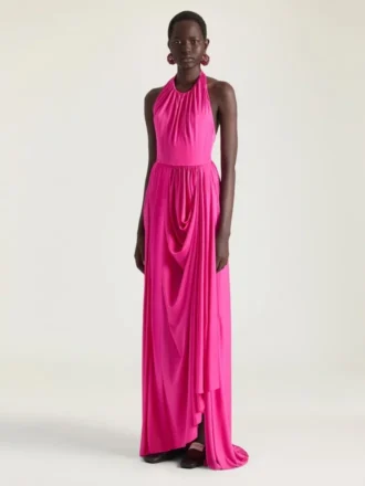 Halterneck Draped Dress in Jersey
