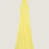 Halterneck Evening Dress in Silk Chiffon with Bow Detail