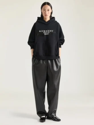 Hoodie Sweatshirt in Fleece with Givenchy Tape Print