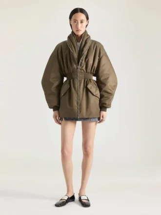 Hourglass Bomber with Zipped Shawl Collar in Nylon