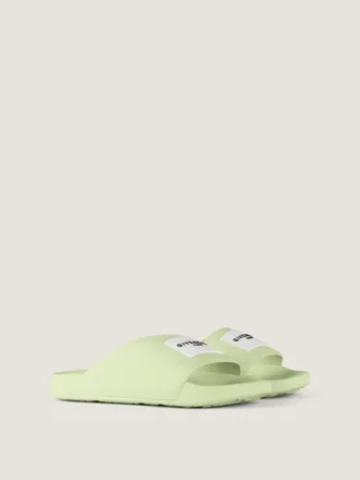 Label Slide Mules in Rubber