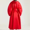 Long Cocoon Coat in Satin