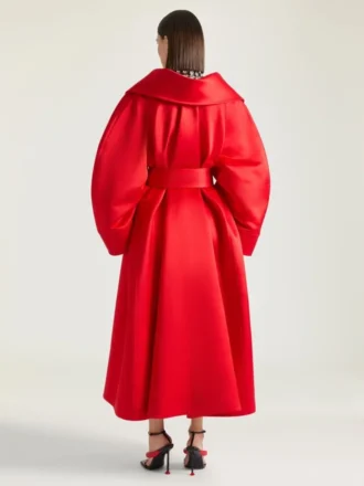 Long Cocoon Coat in Satin