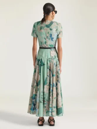 Long Dress in Viscose with Roses Print