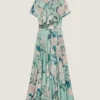 Long Dress in Viscose with Roses Print