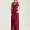 Long Wrapped Dress in Crepe Cady