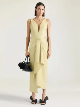 Long Wrapped Dress in Leather