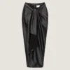 Long Wrapped Skirt in Leather