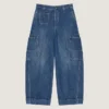 Medium Blue Cropped Cocoon Cargo Jeans