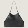 Medium Facet Tote Bag in Grained Leather