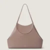 Medium Facet Tote Bag in Grained Leather