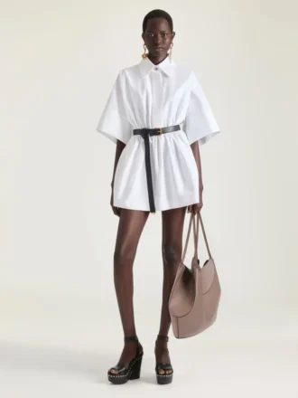 Medium Facet Tote Bag in Grained Leather