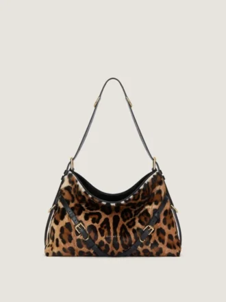 Medium Voyou Bag in Pony Effect Leather with Leopard Pattern