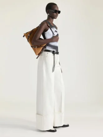 Medium Voyou Bag in Suede and Leather