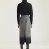Midi Pencil Skirt in Herringbone Mixed Wool