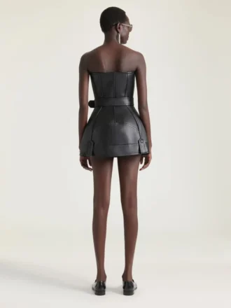 Mini Bustier Biker Dress in Leather
