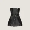 Mini Bustier Biker Dress in Leather