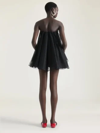 Mini Bustier Dress in Lace with Cape