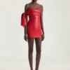Mini Bustier Dress in Nappa Leather with Bow