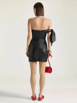 Mini Bustier Dress in Nappa Leather with Bow