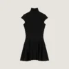 Mini Dress with Flared Skirt in Wool Viscose