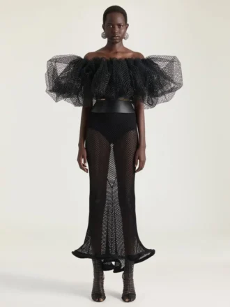 Ruffled Dress in Mesh