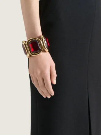 Sculptural Crystal Cuff in Metal and Crystals