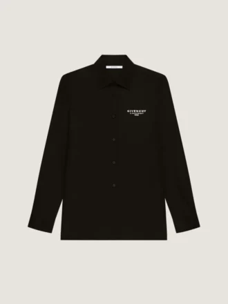 Shirt in Cotton Poplin with Givenchy Stamp Embroidery