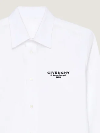 Shirt in Cotton Poplin with Givenchy Stamp Embroidery