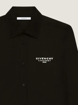 Shirt in Cotton Poplin with Givenchy Stamp Embroidery