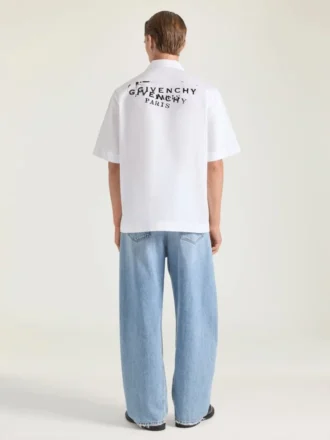 Shirt in Poplin with Givenchy Stamp Print