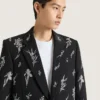Single Breasted Jacket in Crystal Embroidered Wool