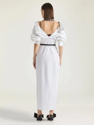 Slashed Long Shirt Dress in Poplin