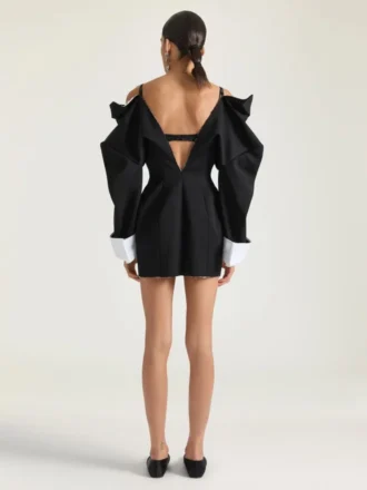 Slashed Mini Tailored Dress in Wool