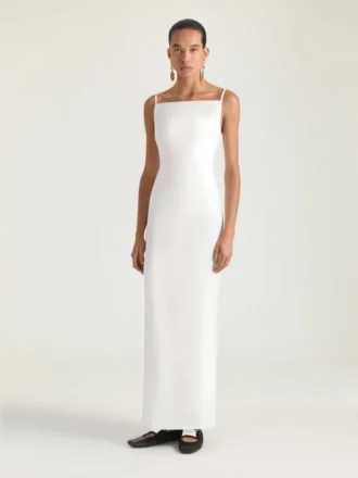 Sliced Long Dress in Crepe Cady