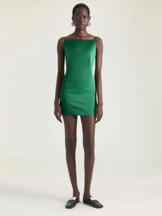 Sliced Mini Dress in Satin