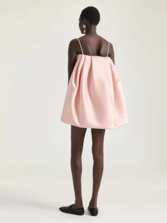 Sliced Mini Dress in Satin with Cape