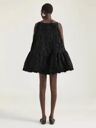 Sliced Mini Ruffled Dress in Lace