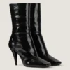 Sliced Square Ankle Boots in Shiny Leather