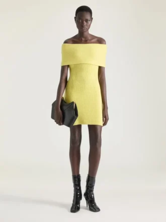 Off-The-Shoulder Mini Dress in Wool