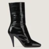 Sliced Square Ankle Boots in Shiny Leather