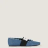 Sliced Square Ballerinas in Denim
