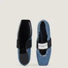 Sliced Square Ballerinas in Denim