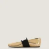 Sliced Square Ballerinas in Mirror Effect Leather