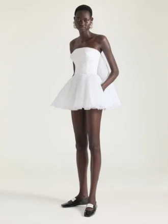 Mini Bustier Dress in Lace with Cape