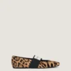 Sliced Square Ballerinas in Pony Leather with Leopard Pattern