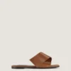 Sliced Square Flat Sandals in Leather