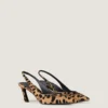 Spiky Slingbacks in Pony Effect Leather with Leopard Pattern