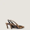 Spiky Slingbacks in Pony Effect Leather with Leopard Pattern