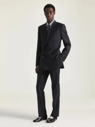 Double Breasted Fitted Jacket in Striped Wool